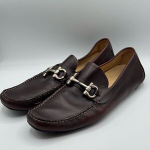 Salvatore Ferragamo Parigi Loafer Men’s shoes Brown Leather Slip-Ons 12 Flaw